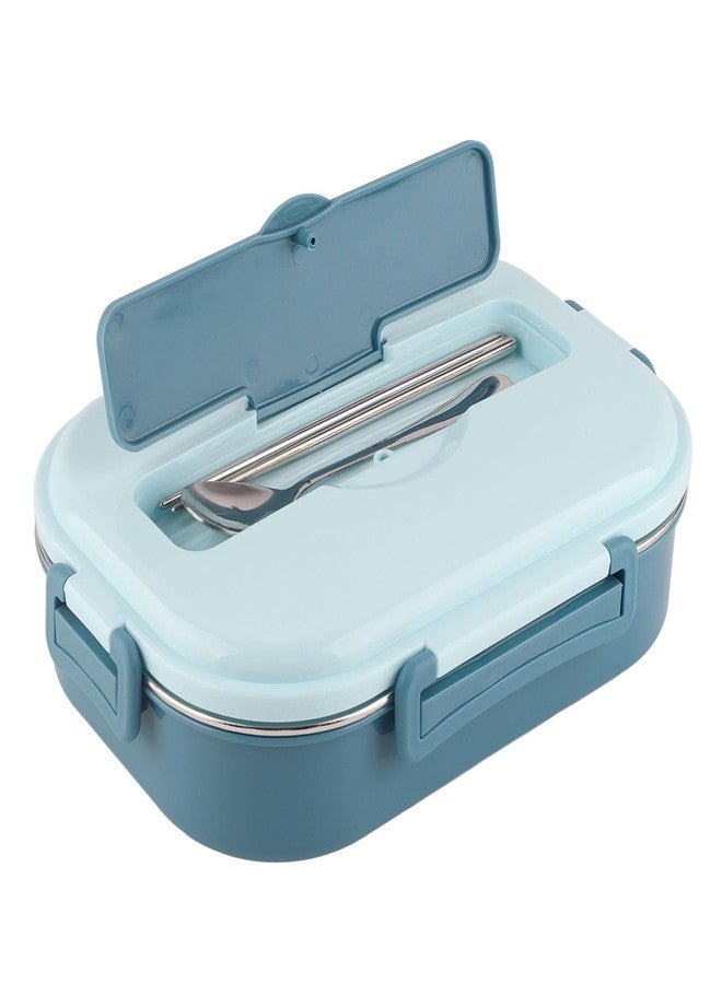 Kodrily Stainless Steel Lunch Box Adults 4 Grid, 1PCS Thermal Lunch Containers for Hot Food, 1500ml Lunch Box with Chopsticks Spoon, Compartment Liner Insulated Soup Bowl (Blue) - Image 1